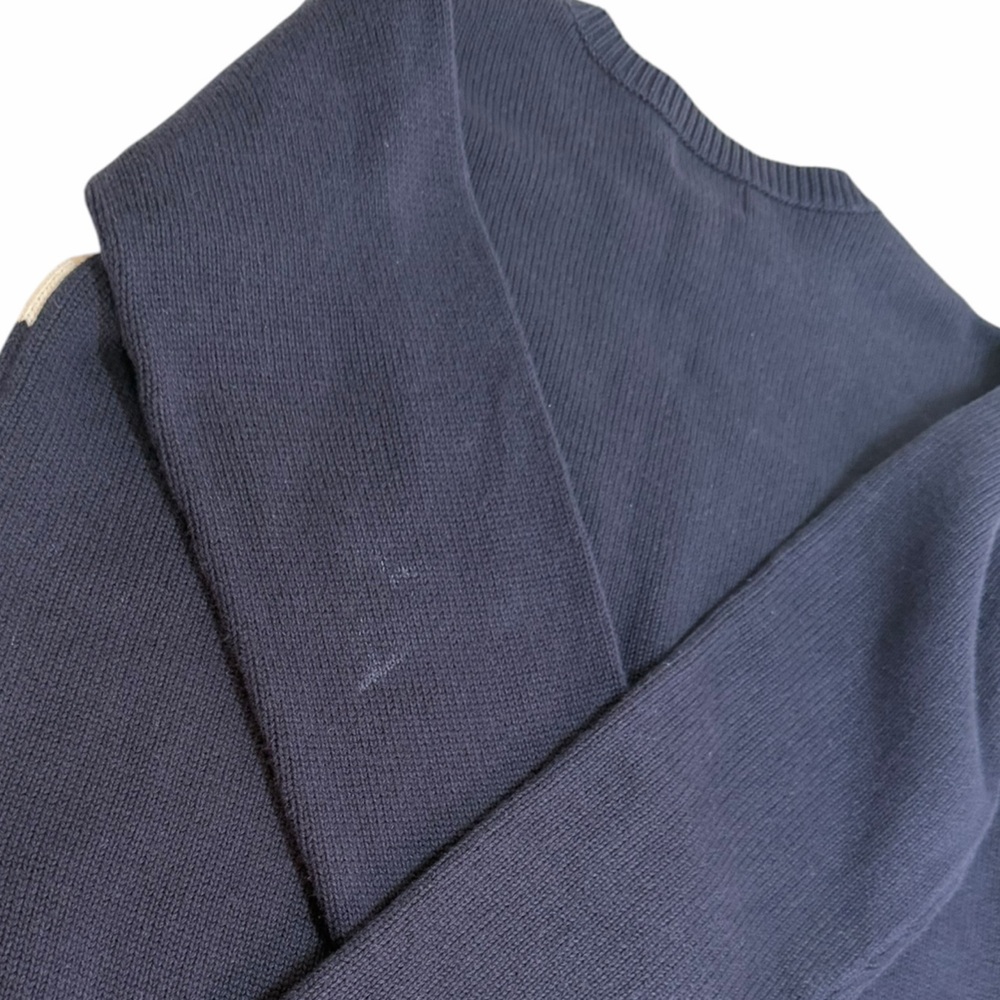 Polo by Ralph Lauren Navy & Cream Logo Cotton Knit Crew Sweater Heritage - Picture 6 of 10